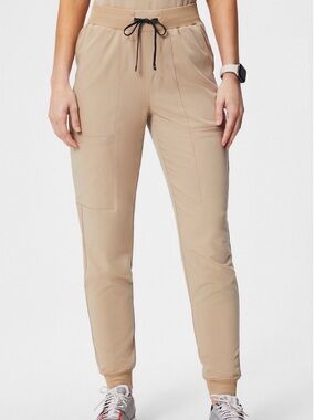 Fabletics Women’s Beige Jogger Pants High Waist on-call scrubs
